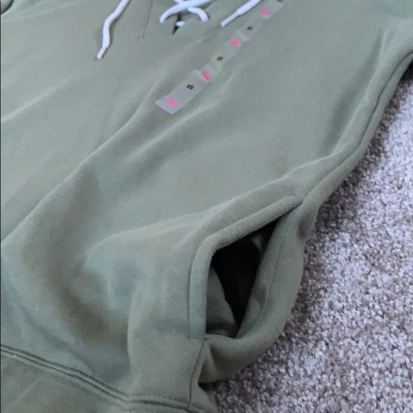 PINK Lace up pull over hoodie - Picture 8 of 9